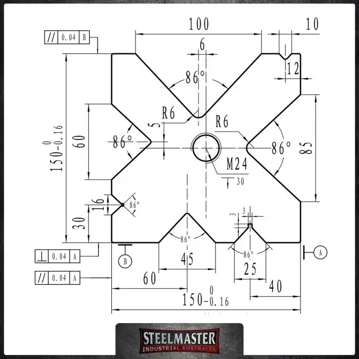 150mm Die Block - Pressbrake Tooling 150mm Square x 4000mm Long