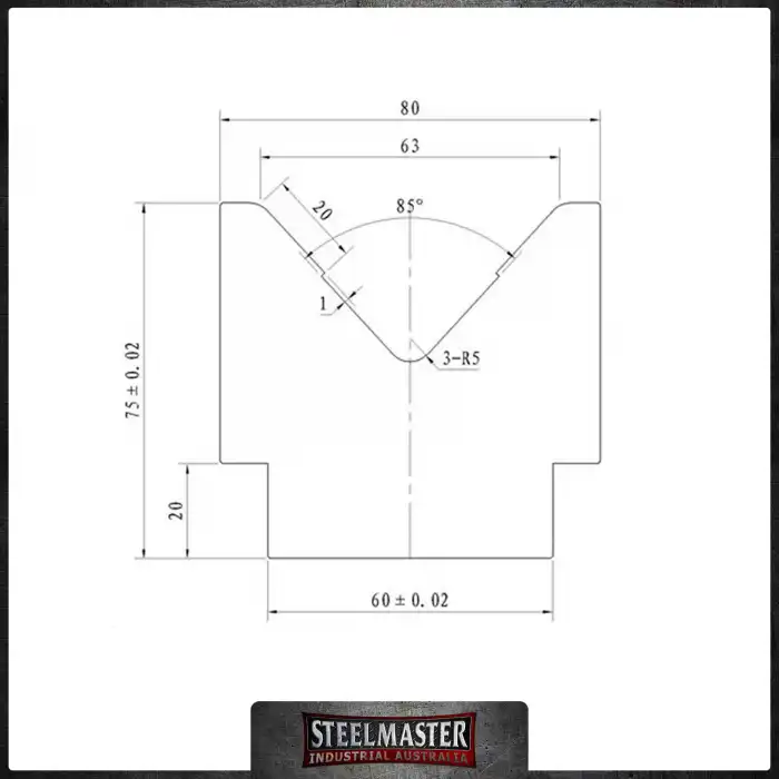 STEELMASTER Bottom Single Vee Tooling - US 211/63/85° V=63 R5,0 L.MM.500