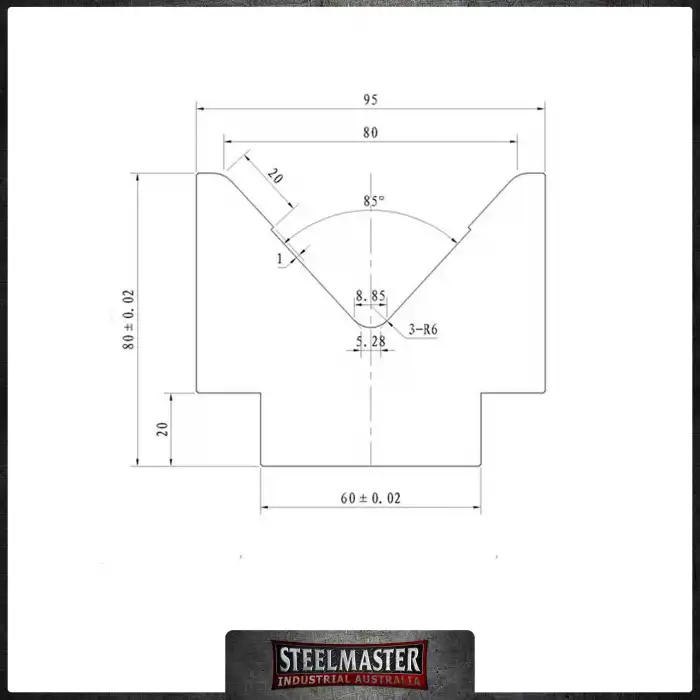 STEELMASTER Bottom Single Vee Tooling - US 211/80/85° V=80 R6,0 L.MM.500
