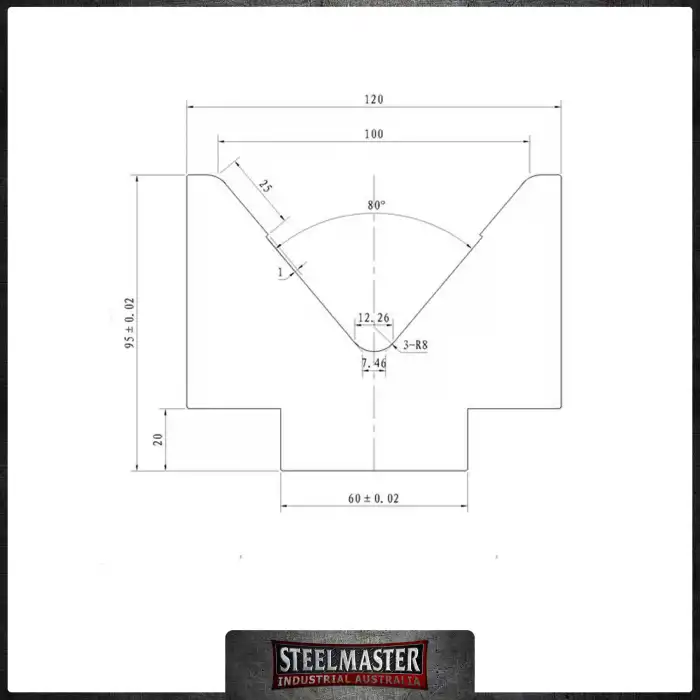 STEELMASTER Bottom Single Vee Tooling - US 211/100/80° V=100 R8,0 L.MM.500