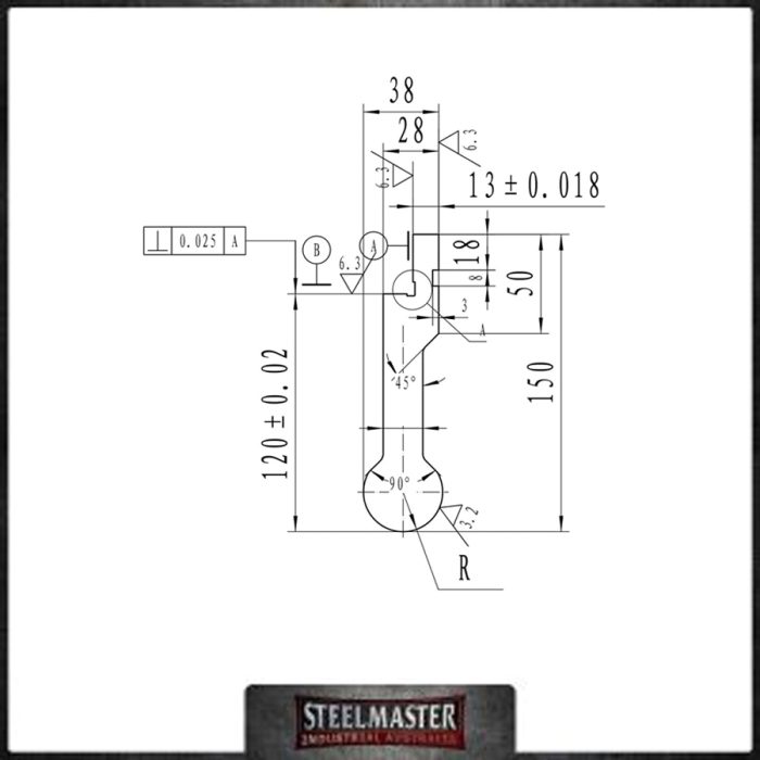 STEELMASTER US Radius 25mm Press Brake Top Tooling – 835mm Long