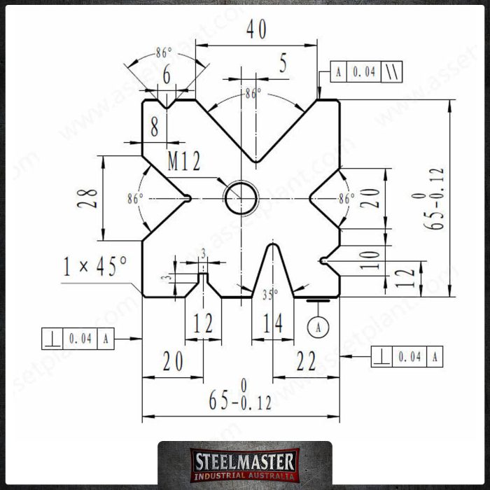 65mm Die Block - Pressbrake Tooling 65mm Square x 3200mm Long