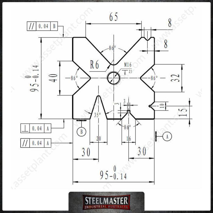 95mm Die Block - Pressbrake Tooling 95mm Square x 4000mm Long
