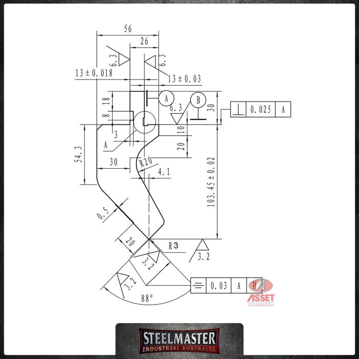 STEELMASTER US 1015/88 Degree, Radius 3.0mm Press Brake Tooling – 835mm Long