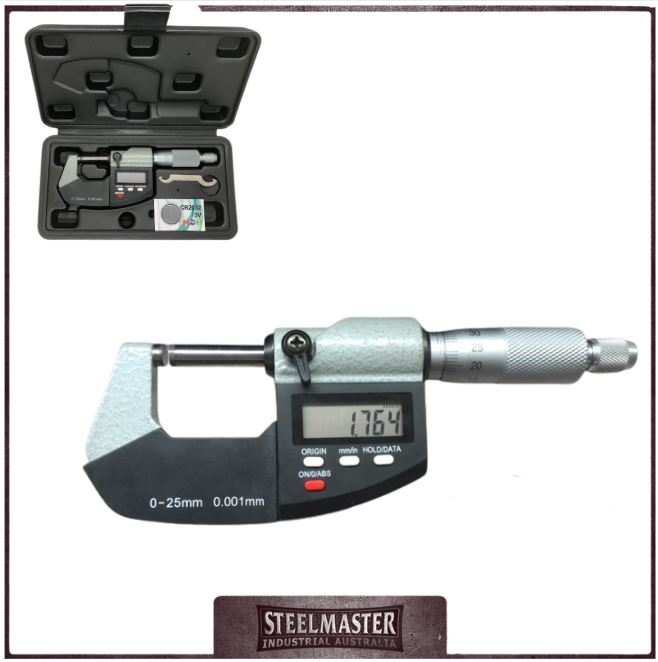 Digital Micrometers - 0-25mm Range, Dual Reading, Metric & Imperial 1 Digital Micrometers - 0-25mm Range, Dual Reading, Metric & Imperial