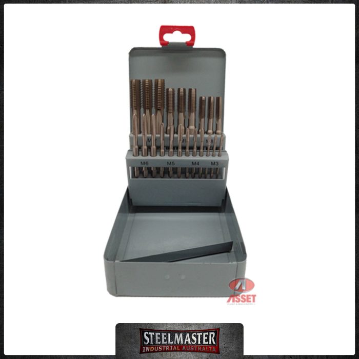 HSS Hand Tapping Set - 21 Piece. M3 - M12 In Steel Case. M3, M4, M5, M6, M8, M10, M12