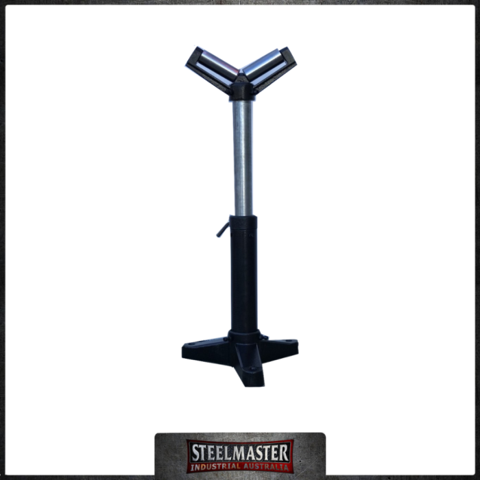 Roller Stands. Heavy Duty 52mm x 125mm V - Type Adjustable Height 580 - 970 high 200kg capacity